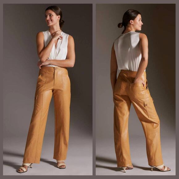 Anthropologie Pants - Anthropologie Faux Leather Utility Cargo Pants - Women's 14 New